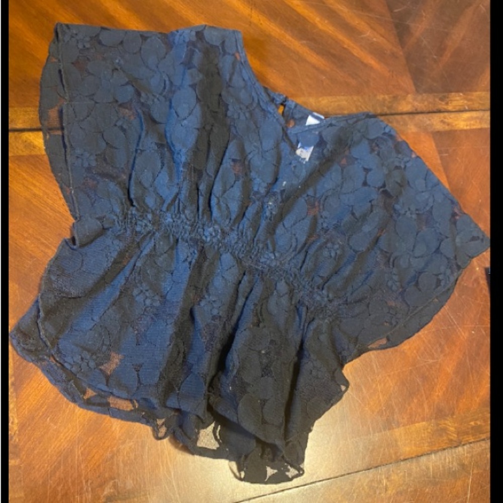 Cherokee Navy Blue Lace Cropped Top